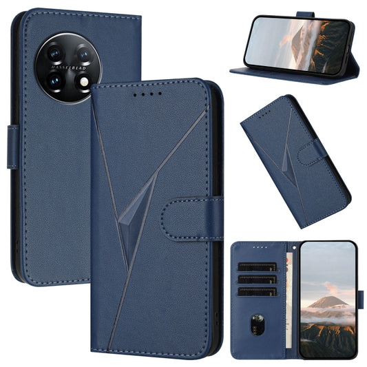 For OnePlus 11 Triangle Pattern Buckle Clasp Leather Phone Case(Royal Blue) - OnePlus Cases by buy2fix | Online Shopping UK | buy2fix