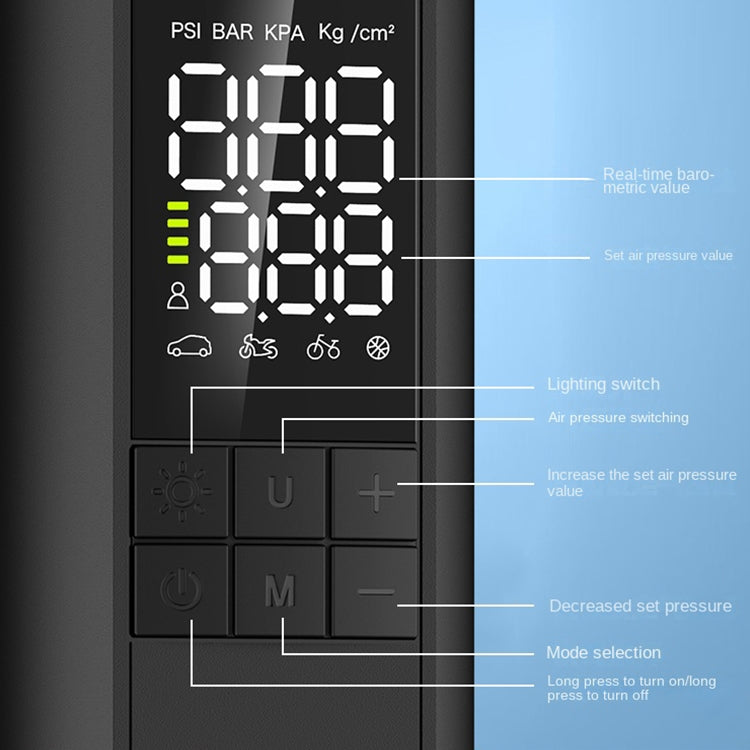 T6 Car Digital Display Portable Smart Electric Wireless Air Pump(Black) - Inflatable Pump by buy2fix | Online Shopping UK | buy2fix