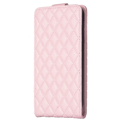 For Samsung Galaxy S25 5G Diamond Lattice Vertical Flip Leather Phone Case(Pink) - Galaxy S25 5G Cases by buy2fix | Online Shopping UK | buy2fix