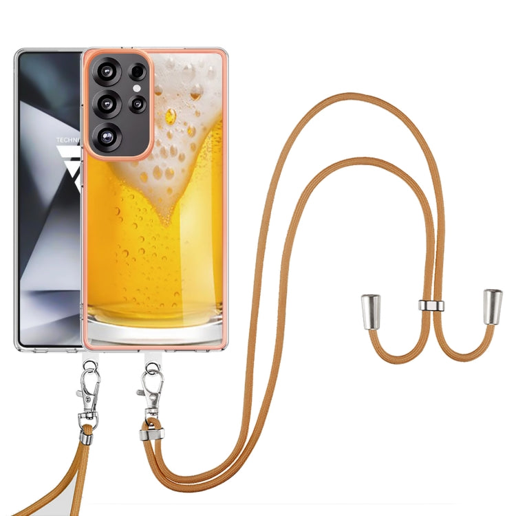 For Samsung Galaxy S25 Ultra 5G Electroplating Dual-side IMD Phone Case with Lanyard(Draft Beer) - Galaxy S25 Ultra 5G Cases by buy2fix | Online Shopping UK | buy2fix