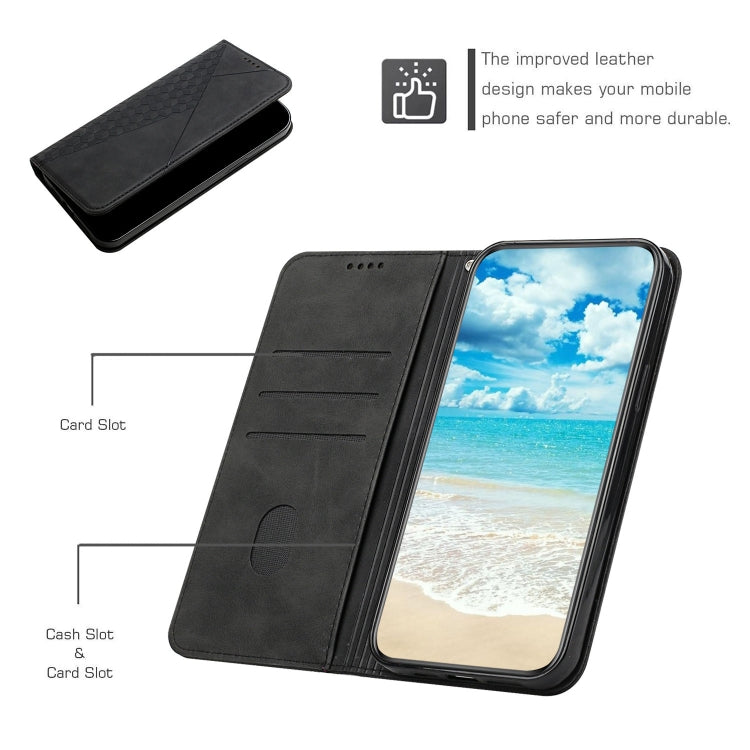 For Samsung Galaxy S25 / S24 5G Diamond Splicing Skin Feel Magnetic Leather Phone Case(Black) - Galaxy S25 5G Cases by buy2fix | Online Shopping UK | buy2fix