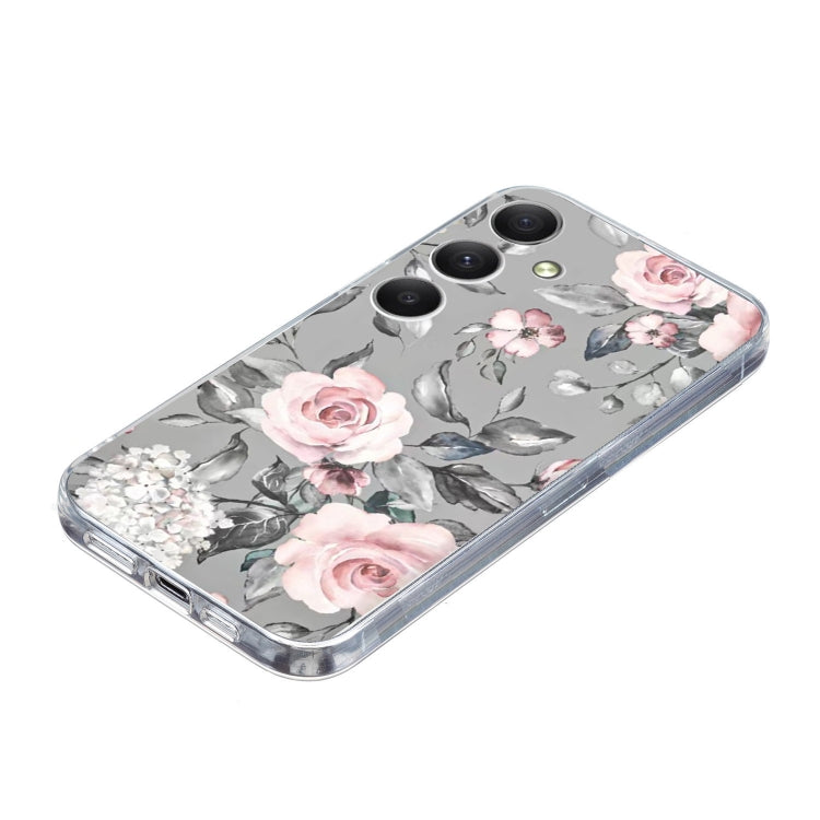 For Samsung Galaxy S25 FE 5G Colorful Painting Pattern TPU Phone Case(Flowers On Grey) - Galaxy Phone Cases by buy2fix | Online Shopping UK | buy2fix