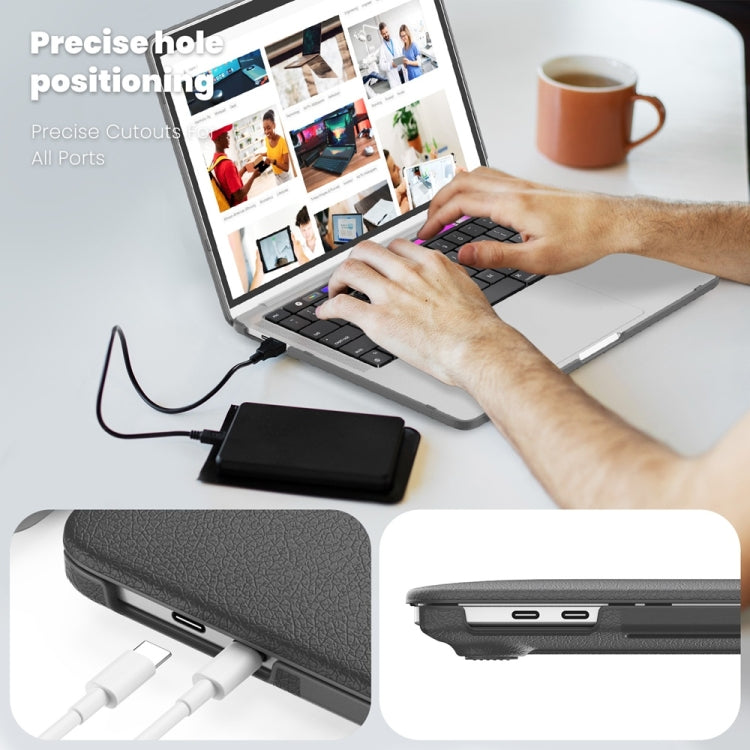 For MacBook Pro 13.3 inch M1 A2338 Business Magnetic Holder PC + PU Laptop Protective Case(Grey) - MacBook Pro Cases by buy2fix | Online Shopping UK | buy2fix