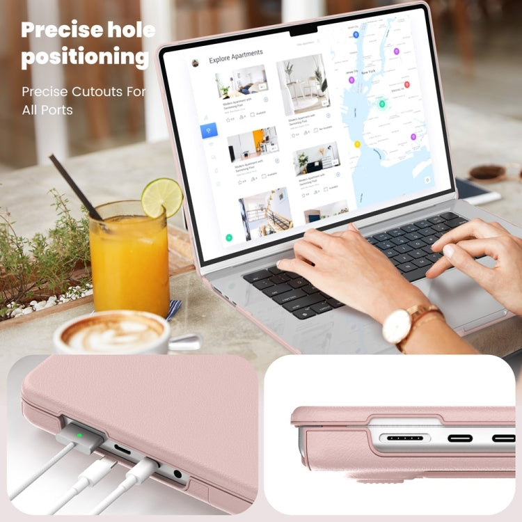 For MacBook Pro 16.2 inch A2991 / A2485 Business Magnetic Holder PC + PU Laptop Protective Case(Pink) - MacBook Pro Cases by buy2fix | Online Shopping UK | buy2fix