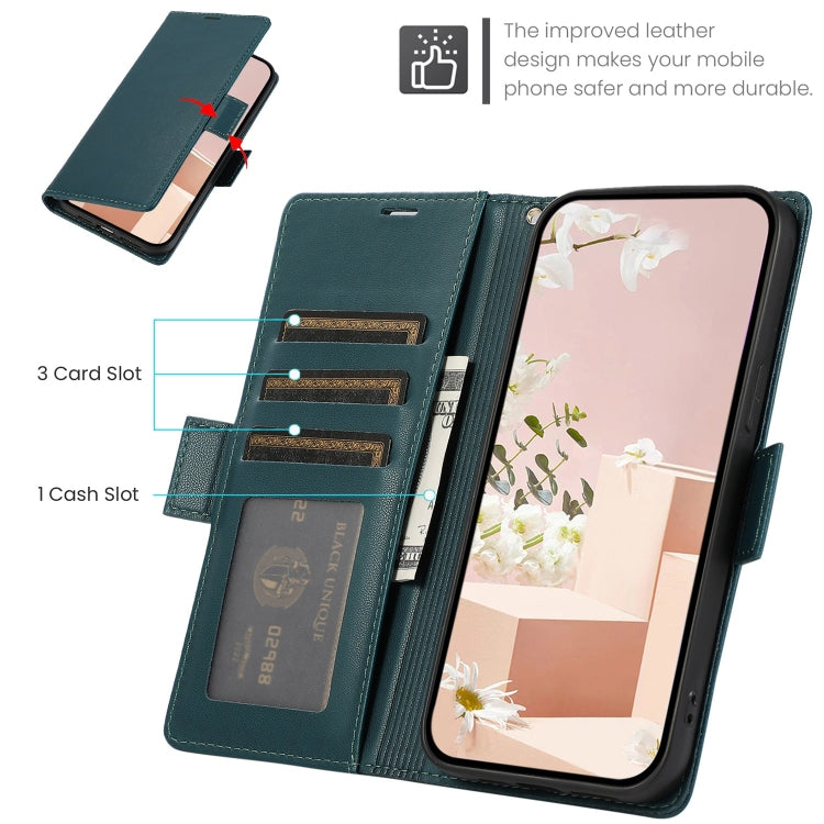 For Samsung Galaxy S25 / S24 5G Side Buckle RFID Anti-theft Leather Phone Case(Green) - Galaxy S25 5G Cases by buy2fix | Online Shopping UK | buy2fix