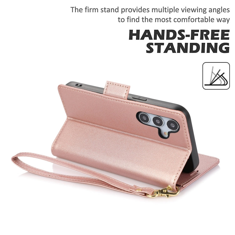 For Samsung Galaxy S25 / S24 5G Side Buckle RFID Anti-theft Leather Phone Case(Rose Gold) - Galaxy S25 5G Cases by buy2fix | Online Shopping UK | buy2fix