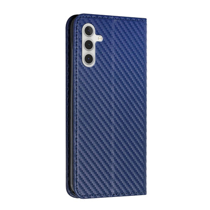 For Samsung Galaxy S25 5G Carbon Fiber Texture Magnetic Flip Leather Phone Case(Blue) - Galaxy S25 5G Cases by buy2fix | Online Shopping UK | buy2fix