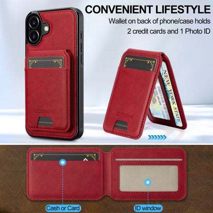 For iPhone 16 Plus LC.IMEEKE L3 Series Detachable RFID Card Bag Magsafe Phone Case(Red) - iPhone 16 Plus Cases by LC.IMEEKE | Online Shopping UK | buy2fix