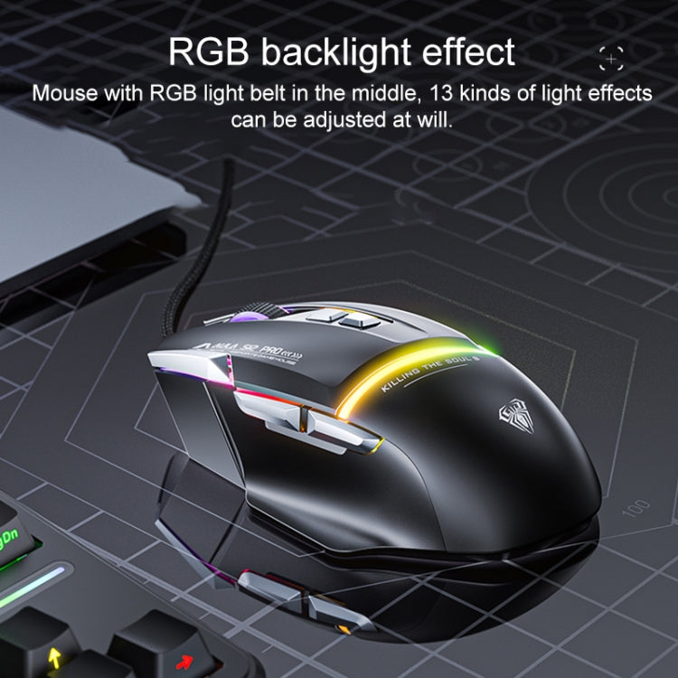 AULA S12 Pro 12800DPI Wired RGB Gaming Mouse(Black) - Wired Mice by AULA | Online Shopping UK | buy2fix