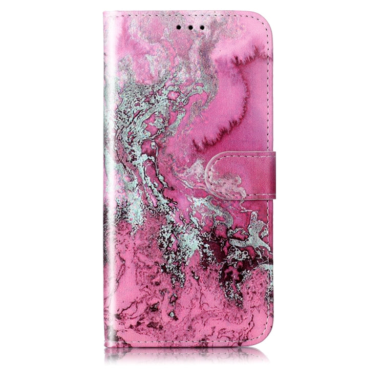 For Samsung Galaxy S25 Ultra 5G Colored Drawing Marble Pattern Leather Phone Case(Pink Seawater) - Galaxy S25 Ultra 5G Cases by buy2fix | Online Shopping UK | buy2fix