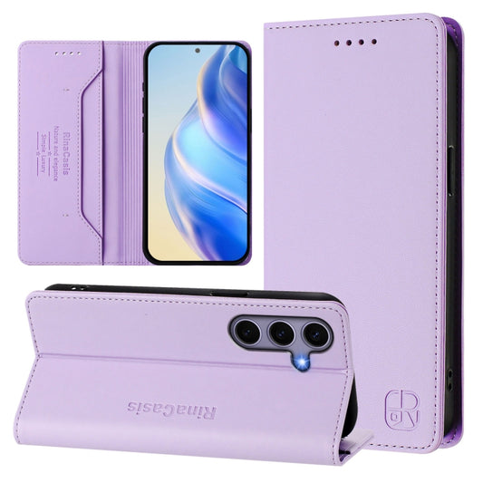 For Samsung Galaxy S24+ / S25+ 5G RC01 Dual-Folded Magnetic Suction RFID Leather Phone Case(Light Purple) - Galaxy S25+ 5G Cases by buy2fix | Online Shopping UK | buy2fix