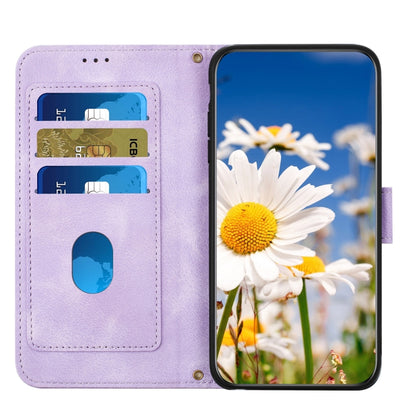 For Samsung Galaxy S25+ 5G Floral Pattern Leather Phone Case with Lanyard(Light Purple) - Galaxy S25+ 5G Cases by buy2fix | Online Shopping UK | buy2fix