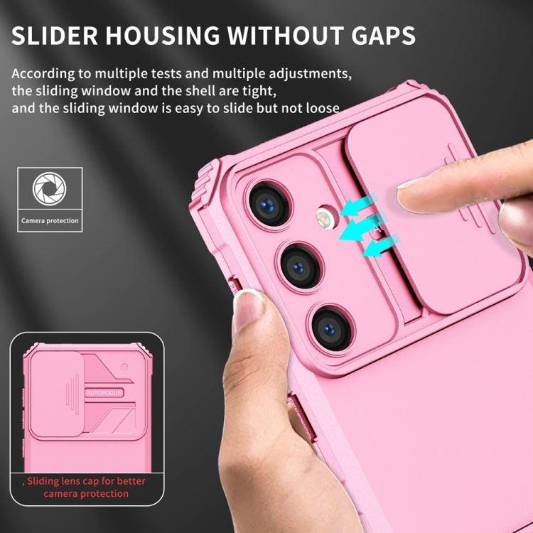 For Samsung Galaxy S25+ 5G Stereoscopic Holder Sliding Camshield Phone Case(Pink) - Galaxy S25+ 5G Cases by buy2fix | Online Shopping UK | buy2fix