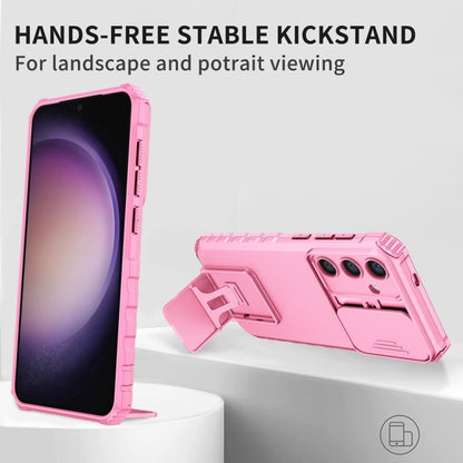 For Samsung Galaxy S25+ 5G Stereoscopic Holder Sliding Camshield Phone Case(Pink) - Galaxy S25+ 5G Cases by buy2fix | Online Shopping UK | buy2fix