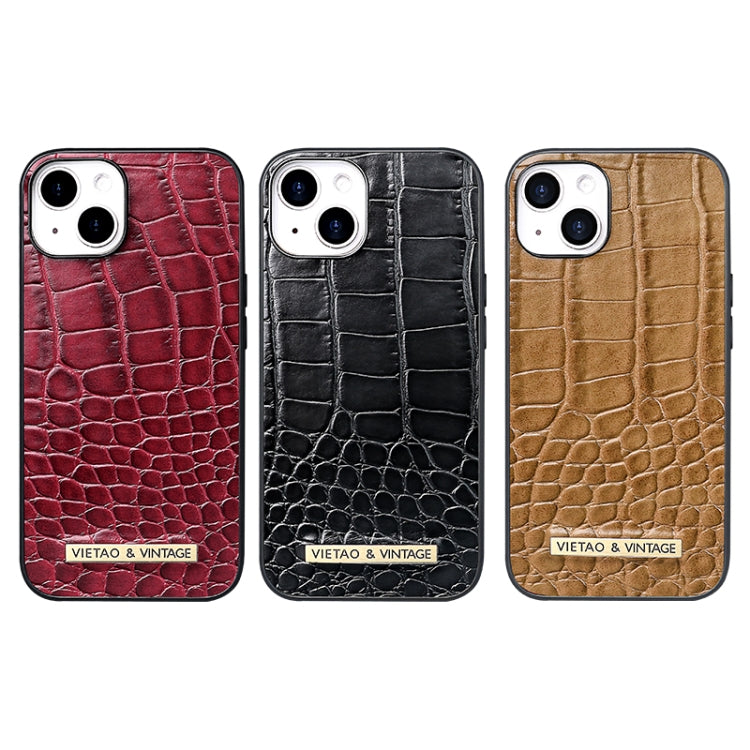 For iPhone 16 VIETAO Alligator Texture PU Phone Case(Red) - iPhone 16 Cases by VIETAO | Online Shopping UK | buy2fix