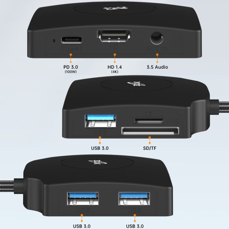 YCE-Z70A Type-C to PD 3.0, USB 3.0x2 + SD/TF, 3.5mm and HD1.4 Docking Station Video Capture Card(Black) - Video Capture Solutions by buy2fix | Online Shopping UK | buy2fix