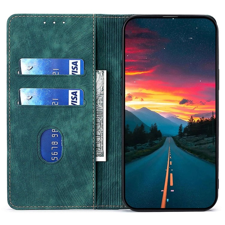 For Samsung Galaxy S25 Ultra 5G RFID Anti-theft Brush Magnetic Leather Phone Case(Green) - Galaxy S25 Ultra 5G Cases by buy2fix | Online Shopping UK | buy2fix