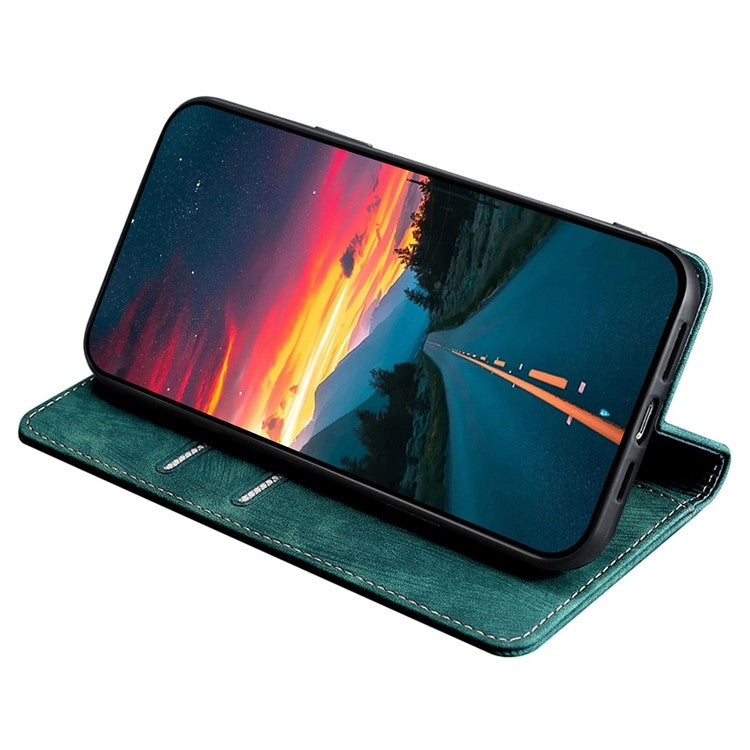 For Samsung Galaxy S25 Ultra 5G RFID Anti-theft Brush Magnetic Leather Phone Case(Green) - Galaxy S25 Ultra 5G Cases by buy2fix | Online Shopping UK | buy2fix