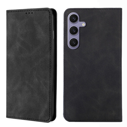 For Samsung Galaxy S25+ 5G Skin Feel Magnetic Leather Phone Case(Black) - Galaxy S25+ 5G Cases by buy2fix | Online Shopping UK | buy2fix