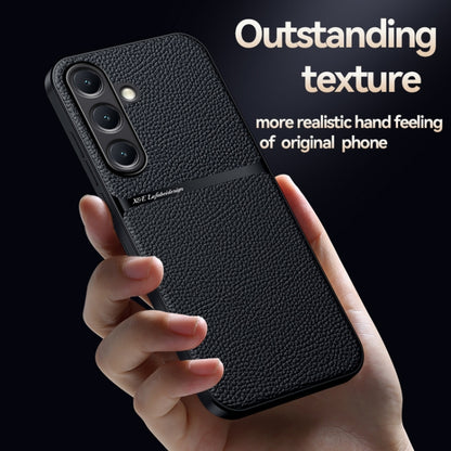 For Samsung Galaxy S25 5G Litchi Leather Magnetic Full Coverage Shockproof Phone Case(Navy Blue) - Galaxy S25 5G Cases by buy2fix | Online Shopping UK | buy2fix