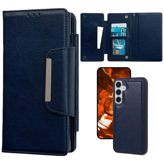 For Samsung Galaxy S25 5G Multifunctional 7-Card Wallet Leather Phone Case(Royal Blue) - Galaxy S25 5G Cases by buy2fix | Online Shopping UK | buy2fix