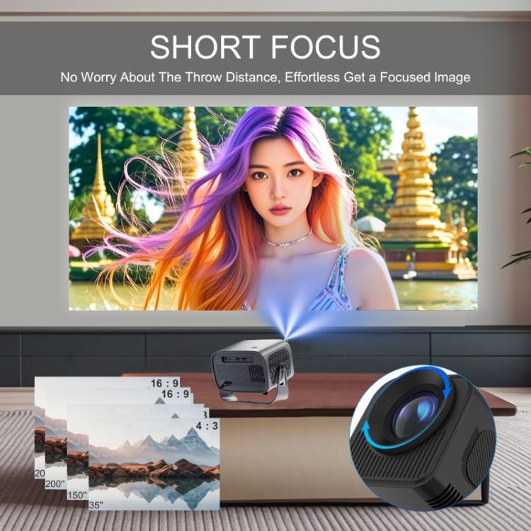 A10 Plus 1280 x 720P 200ANSI Amlogic H713 CPU Android 11.0 Smart Projector, EU Plug(Metal Grey) - LED Projector by buy2fix | Online Shopping UK | buy2fix