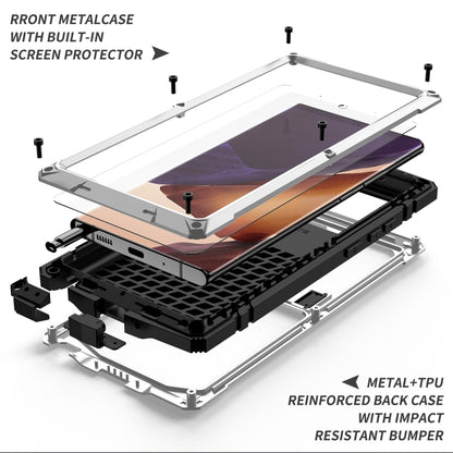 For Samsung Galaxy Note 20 Ultra R-JUST Shockproof Waterproof Dust-proof Metal + Silicone Protective Case with Holder(Silver) - Galaxy Note20 Cases by R-JUST | Online Shopping UK | buy2fix