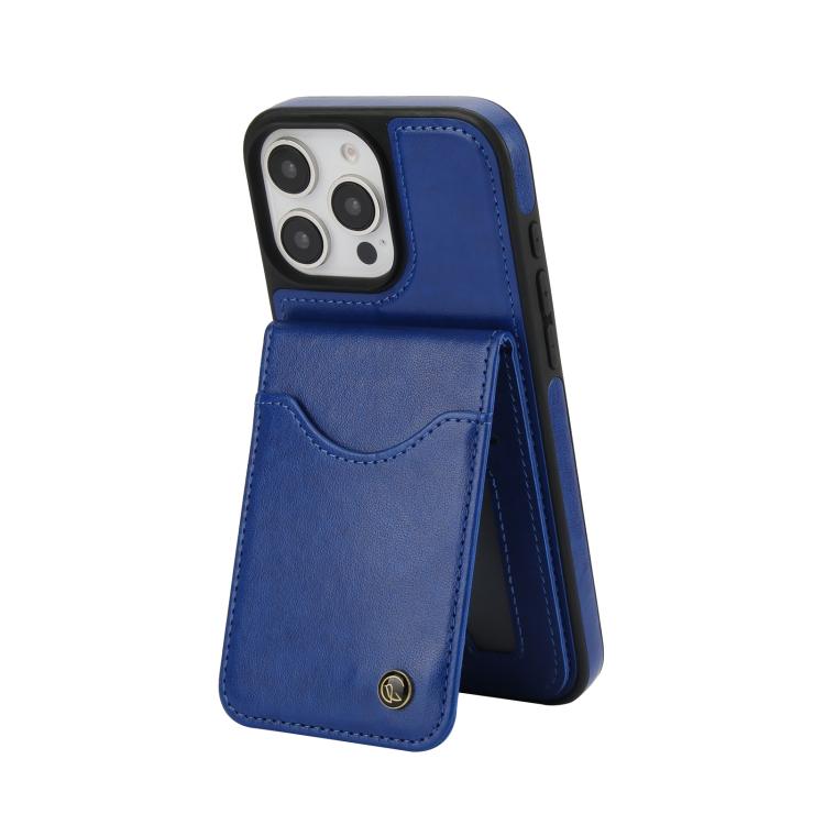 For iPhone 16 Pro AwQuer Vertical Flip Card Bag Holder Leather Phone Case(Blue) - iPhone 16 Pro Cases by Awquer | Online Shopping UK | buy2fix