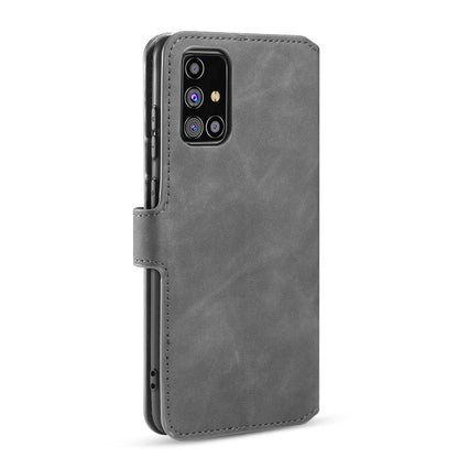 For Samsung Galaxy M31s DG.MING Retro Oil Side Horizontal Flip Case with Holder & Card Slots & Wallet(Grey) - Galaxy Phone Cases by DG.MING | Online Shopping UK | buy2fix