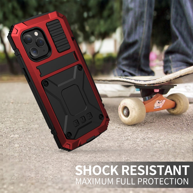 For iPhone 12 mini R-JUST Shockproof Waterproof Dust-proof Metal + Silicone Protective Case with Holder (Red) - iPhone 12 mini Cases by R-JUST | Online Shopping UK | buy2fix