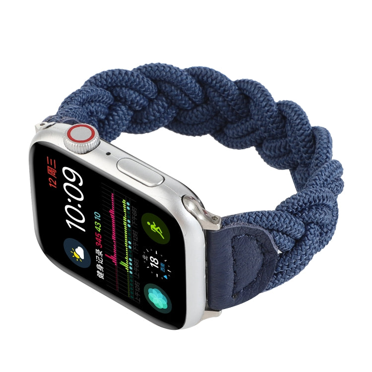 Elastic Woven Watch Band For Apple Watch Ultra 49mm&Watch Ultra 2 49mm / Series 9&8&7 45mm / SE 3&SE 2&6&SE&5&4 44mm / 3&2&1 42mm, Length:130mm(Blue) - Watch Bands by buy2fix | Online Shopping UK | buy2fix