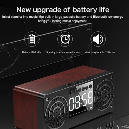 A10 Subwoofer Wooden Clock Bluetooth 5.0 Speaker, Support TF Card & U Disk Play & FM Radio(Black) - Desktop Speaker by buy2fix | Online Shopping UK | buy2fix