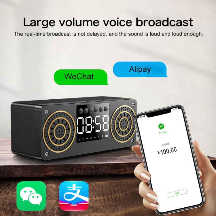 A10 Subwoofer Wooden Clock Bluetooth 5.0 Speaker, Support TF Card & U Disk Play & FM Radio(Black) - Desktop Speaker by buy2fix | Online Shopping UK | buy2fix