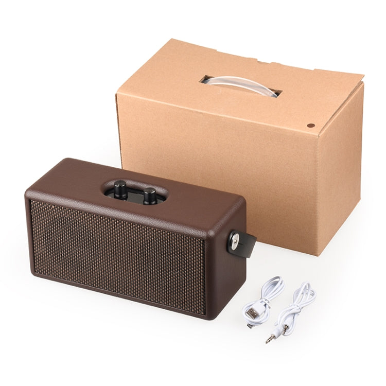 D30 Portable Subwoofer Wooden Bluetooth 4.2 Speaker, Support TF Card & 3.5mm AUX & U Disk Play(Brown) - Desktop Speaker by buy2fix | Online Shopping UK | buy2fix