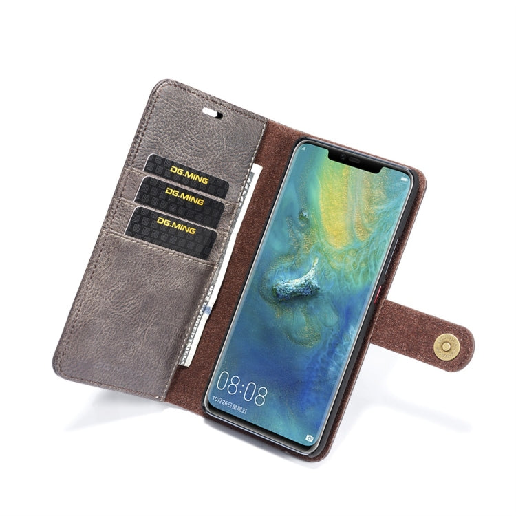 DG.MING Crazy Horse Texture Flip Detachable Magnetic Leather Case for Huawei Mate 20 Pro, with Holder & Card Slots & Wallet (Grey) - Huawei Cases by DG.MING | Online Shopping UK | buy2fix