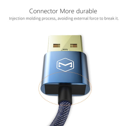Mcdodo CA-1730 1.2m 2.4A Reversible 8 Pin to USB Denim Cover TPE Jacket Data Sync Charging Cable with Aero Aluminum Head for iPhone, iPad (Denim Blue) - Normal Style Cable by Mcdodo | Online Shopping UK | buy2fix
