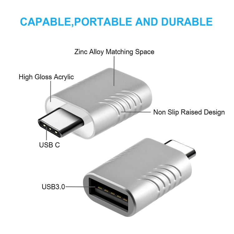 2 PCS SBT-148 USB-C / Type-C Male to USB 3.0 Female Zinc Alloy Adapter(Space Silver) - Converter & Adapter by buy2fix | Online Shopping UK | buy2fix