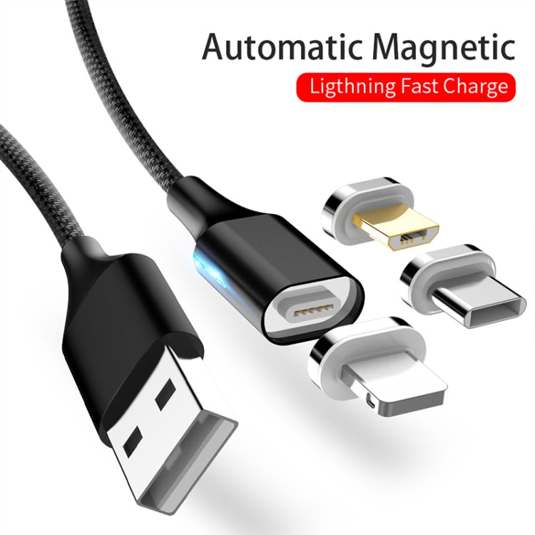 M11 3 in 1 5A USB to 8 Pin + Micro USB + USB-C / Type-C Nylon Braided Magnetic Data Cable, Cable Length: 1m (Black) - Charging Cable & Head by buy2fix | Online Shopping UK | buy2fix