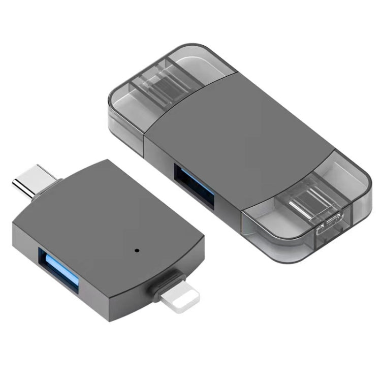 2 in 1 USB 2.0 + USB 3.0 Female to 8 Pin + USB-C / Type-C Male OTG Adapter - Converter & Adapter by buy2fix | Online Shopping UK | buy2fix