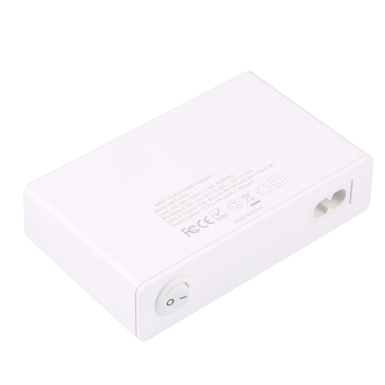 MFT-03Q 10 in 1 65W QC3.0 USB Smart Fast Charger, EU Plug(White) - USB Charger by buy2fix | Online Shopping UK | buy2fix