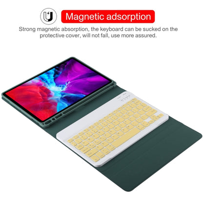 TG11B Detachable Bluetooth Yellow Keyboard + Microfiber Leather Tablet Case for iPad Pro 11 inch (2020), with Pen Slot & Holder (Dark Green) - For iPad Pro by buy2fix | Online Shopping UK | buy2fix