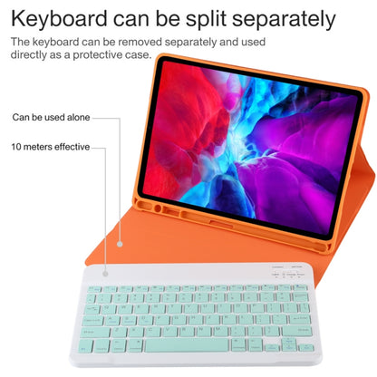 TG11B Detachable Bluetooth Green Keyboard + Microfiber Leather Tablet Case for iPad Pro 11 inch (2020), with Pen Slot & Holder (Orange) - For iPad Pro by buy2fix | Online Shopping UK | buy2fix