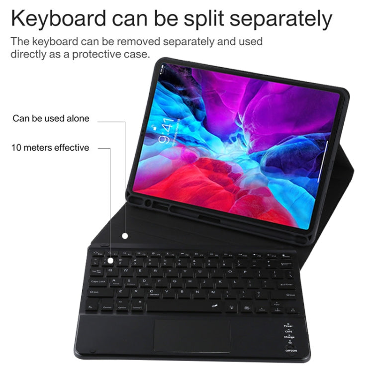 TG11BCS Detachable Bluetooth Black Keyboard Microfiber Leather Tablet Case for iPad Pro 11 inch (2020), with Backlight & Touchpad & Pen Slot & Holder (Black) - For iPad Pro by buy2fix | Online Shopping UK | buy2fix