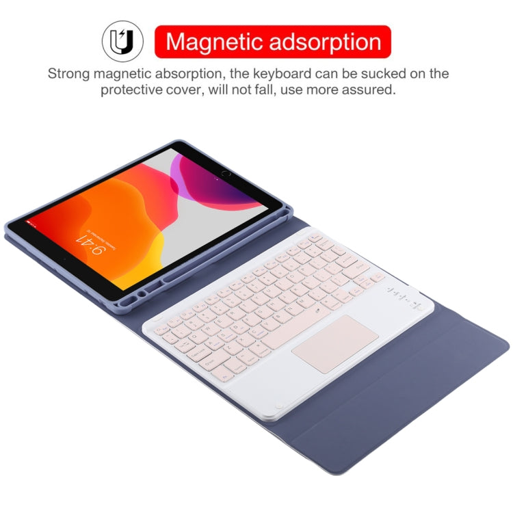 TG-102BC Detachable Bluetooth Pink Keyboard + Microfiber Leather Tablet Case for iPad 10.2 inch / iPad Air (2019), with Touch Pad & Pen Slot & Holder(Purple) - For iPad Air by buy2fix | Online Shopping UK | buy2fix