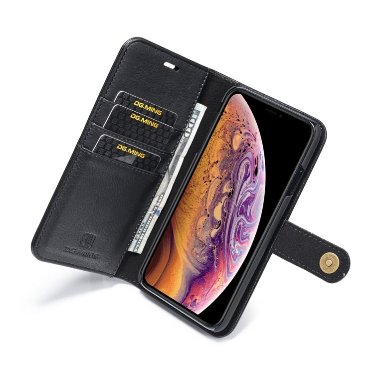 For iPhone XS Max DG.MING Crazy Horse Texture Flip Detachable Magnetic Leather Case with Holder & Card Slots & Wallet (Black) - More iPhone Cases by DG.MING | Online Shopping UK | buy2fix