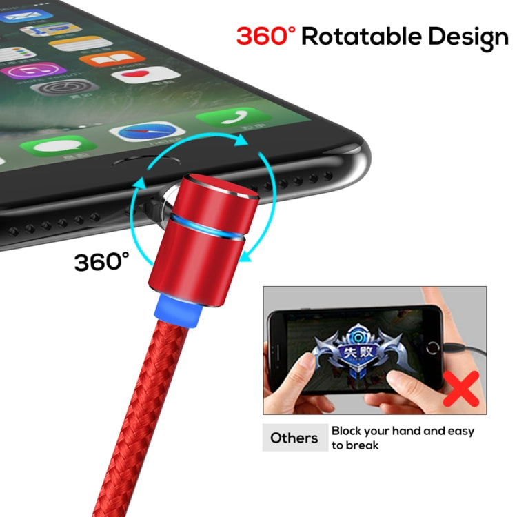 TOPK AM30 1m 2.4A Max USB to 8 Pin + USB-C / Type-C + Micro USB 90 Degree Elbow Magnetic Charging Cable with LED Indicator(Red) - Charging Cable & Head by TOPK | Online Shopping UK | buy2fix