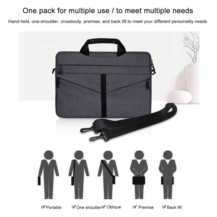 13.3 inch Breathable Wear-resistant Fashion Business Shoulder Handheld Zipper Laptop Bag with Shoulder Strap (Dark Gray) - 13.3 inch by buy2fix | Online Shopping UK | buy2fix