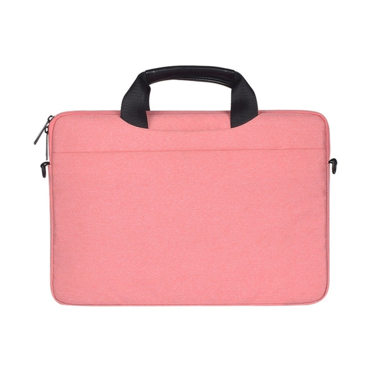 14.1 inch Breathable Wear-resistant Fashion Business Shoulder Handheld Zipper Laptop Bag with Shoulder Strap (Pink) - 14.1 inch by buy2fix | Online Shopping UK | buy2fix