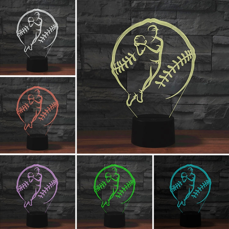Baseball Sport Shape 3D Colorful LED Vision Light Table Lamp, Charging Touch Version - Novelty Lighting by buy2fix | Online Shopping UK | buy2fix