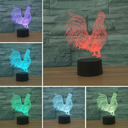 Cock Shape 3D Colorful LED Vision Light Table Lamp, Crack Touch Version - Novelty Lighting by buy2fix | Online Shopping UK | buy2fix